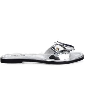Love Moschino Sandalias Metalizadas Con Detalle De Lazo - Blanco