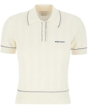 McQueen Ribbed polo top - Neutro