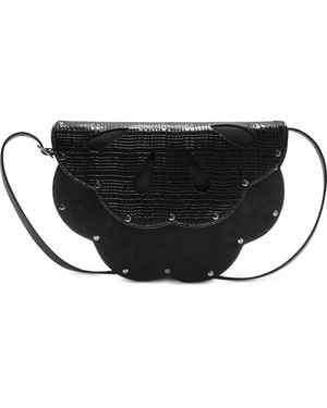 Maliparmi Leather Bloom Crossbody Bag - Black