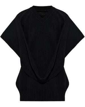 Issey Miyake Asymmetric V-Neck Vest - Black