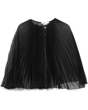 Nensi Dojaka Georgette Pleated Cape - Black