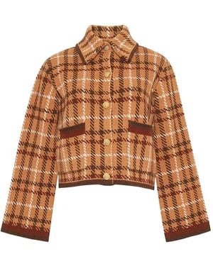 Cara Cara Delilah Plaid-Jacquard Cardigan - Brown