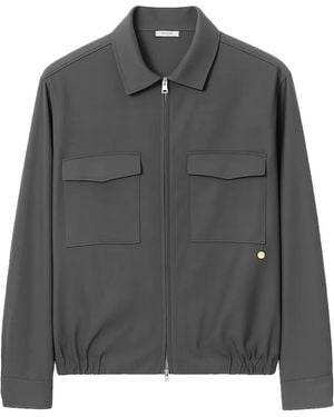 Grayed Flap Pocket Zip Jacket - Grey