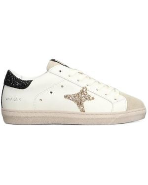 AMA BRAND Glitter-Embellished Star-Patch Trainers - White