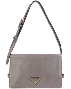 Prada Leather Shoulder Bag - Grey