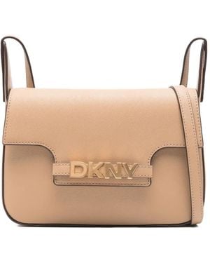 DKNY ロゴプレート ショルダーバッグ - ナチュラル