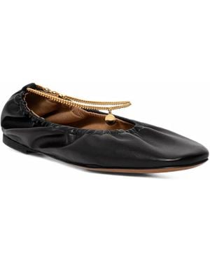Stella McCartney Chain-Embellished Ruched-Detail Ballet Flats - Black