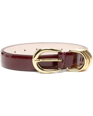 DEHANCHE Hollyhock-Plated Leather Belt - Red