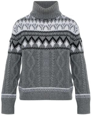 Bogner Lorely Cable-Knit Fair Isle Jumper - Grey