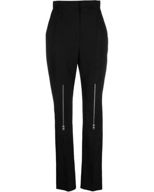 McQueen Zip-Embellished Wool Pants - Black