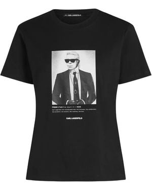 KARL LAGERFELD Portrait-Print T-Shirt - Black