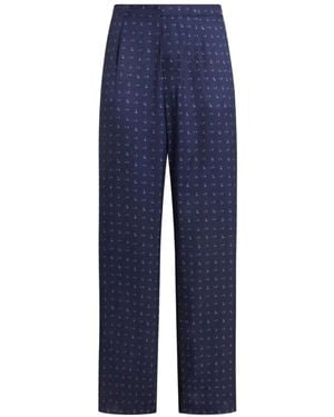 Etro Twill Trousers With Micro Paisley Motif - Blue
