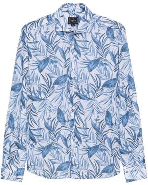 Orian Leaf-Print Cotton Shirt - Blue