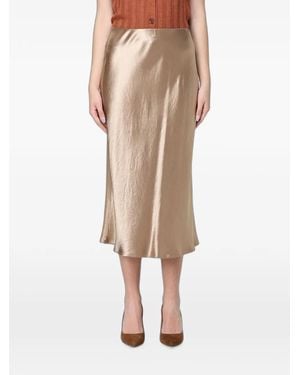 Max Mara Satin-Finish Silk Skirt - Natural