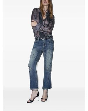 Liu Jo Bootcut Jeans With Rhinestones - Blue