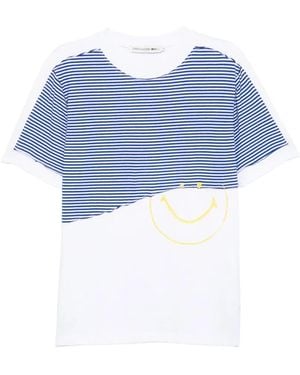 Joshua Sanders Striped Cut-Out T-Shirt - Blue
