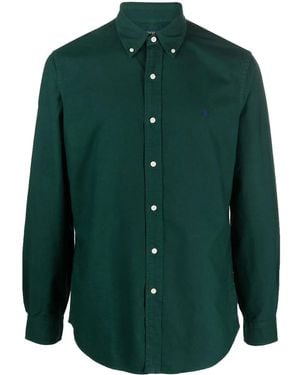 Polo Ralph Lauren Embroidered-Logo Long-Sleeve Shirt - Green