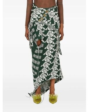 Louise Lyngh Bjerregaard Floral Midi Skirt - Green