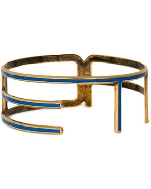 Etro Logo-Lettering Bangle Bracelet - White