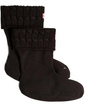 HUNTER Cable-Knit Cuff Socks - Black