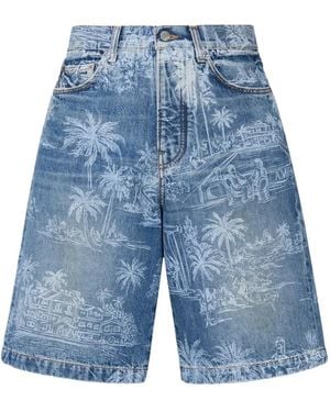 Amiri Chateau Palms Denim Shorts - Blue