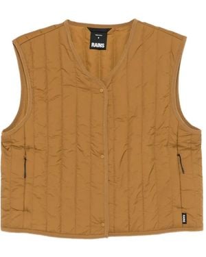 Rains Banja Quilted Short Liner Gilet - Brown
