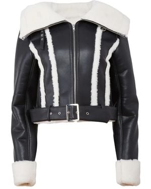 Fleur du Mal Faux-Fur Collar Belted Jacket - Black