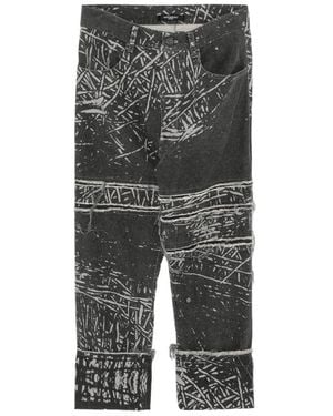 Nude:mm All-Over Graphic-Print Trousers - Grey