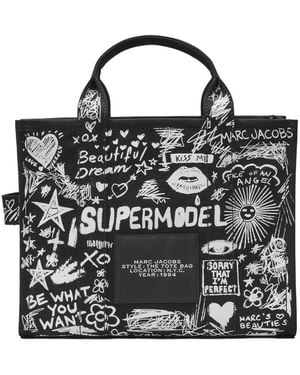 Marc Jacobs The Medium Punk Scribble Canvas Tote Bag - Black
