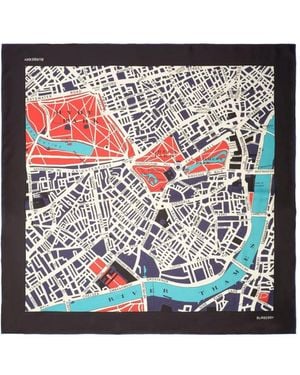Burberry London Map Silk Scarf - Natural