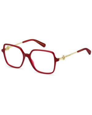 Marc Jacobs Logo-Plaque Rectangle-Frame Glasses - Red