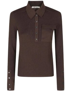 Ports 1961 Ribbed-Knit Polo Sweater - Brown