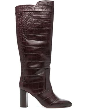 Chie Mihara 85Mm Eybal Crocodile-Effect Block-Heel Boots - Brown