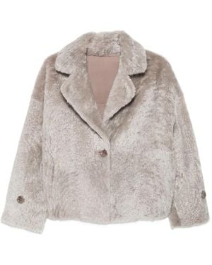Manzoni 24 Shearling Button-Up Coat - Gray