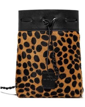 forte_forte Animal-Print Drawstring Bucket Bag - Black