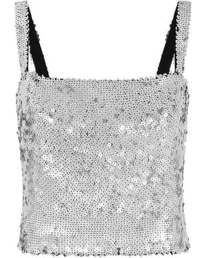 Dolce & Gabbana Sequin-Embellished Cropped Top - Grey