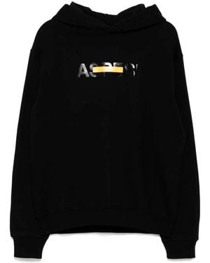 Aspesi Logo-Printed Hoodie - Black