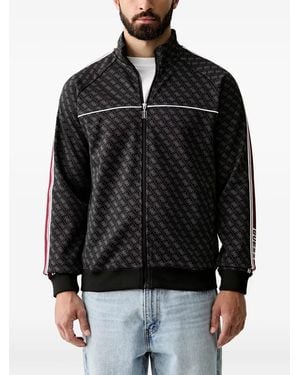 Guess Monogram-Print Zip-Up Jacket - Black
