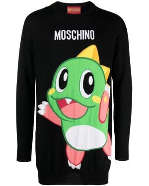 Moschino Cartoon-Embroidered Fine-Knit Mini Dress - Green