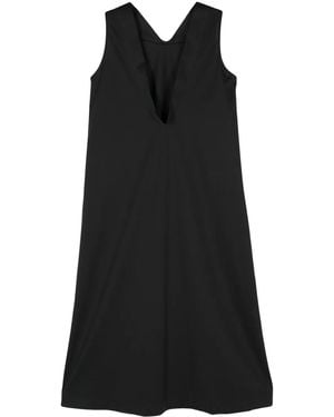 Issey Miyake V-Neck Satin Midi Dress - Black