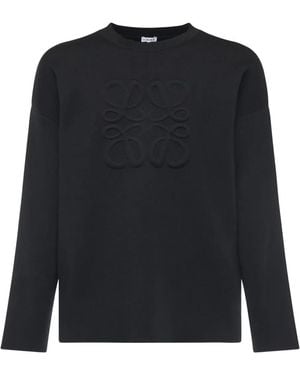 Loewe Anagram-Logo Wool-Blend Jumper - Black