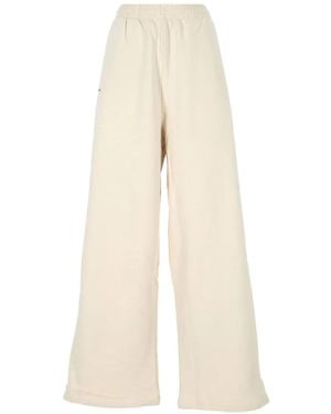 PANGAIA Elasticated-Waistband Logo-Print Trousers - White