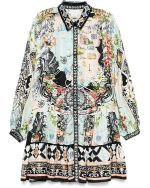 CAMILLA Folk Afloat Mini Dress - Grey