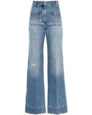 Victoria Beckham Alina ハイライズデニムワイドジーンズ - ブルー