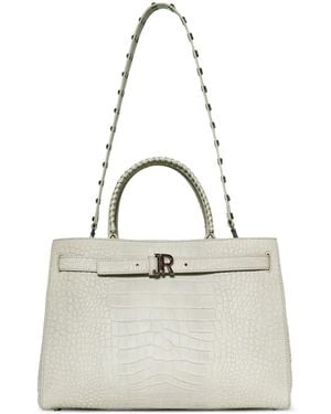 John Richmond Croc-Effect Studded Tote Bag - White