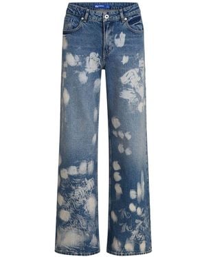 Karl Lagerfeld Bleached Wide-Leg Jeans - Blue