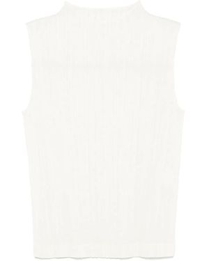 Pleats Please Issey Miyake Ramie Pleats Top - White
