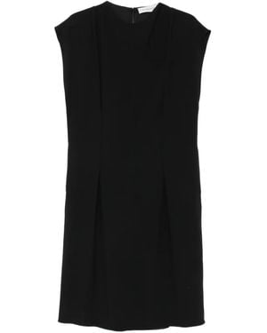 Lanvin Abito Midi Plissettato Con Fiocco - Nero