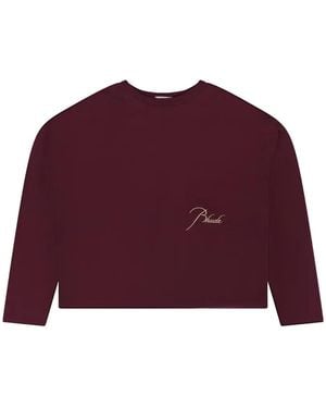 Rhude Logo-Print Long-Sleeve T-Shirt - Purple