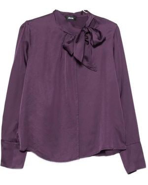 Dixie Pussy-Bow Satin Blouse - Purple